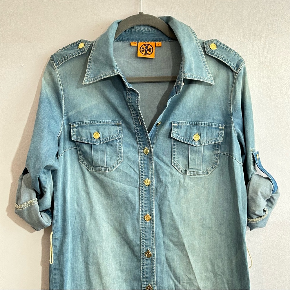 Tory Burch Chambray Button Up Dress 8